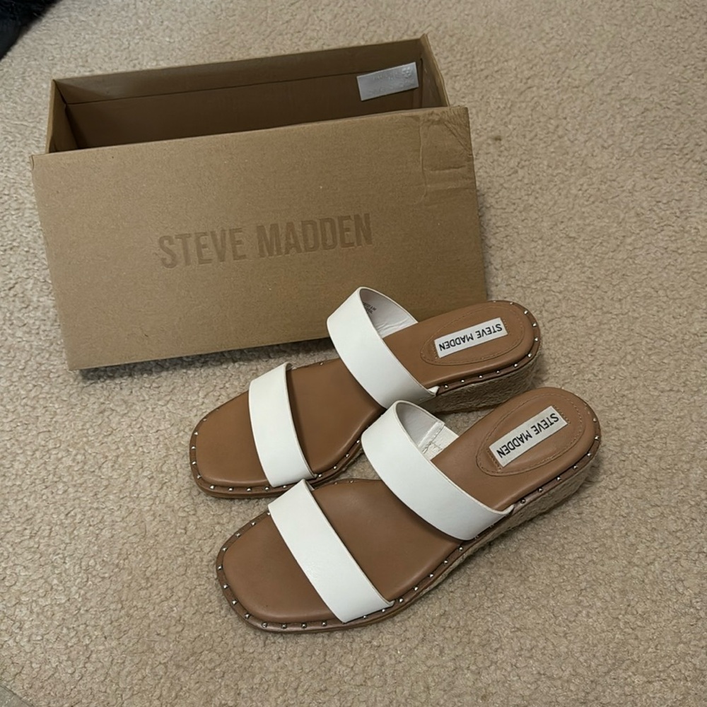 Steve Madden Azucar White Wedge Espadrille Sandal - image 1